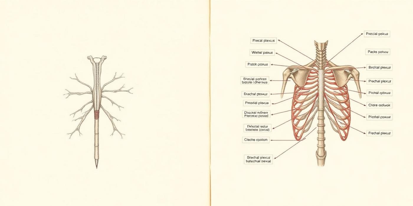 Left: rough pencil sketch of the brachial plexus on cream paper. Right: clean labelled photoreal anatomy diagram of the same structure — showing the sketch-first AI medical illustration workflow.